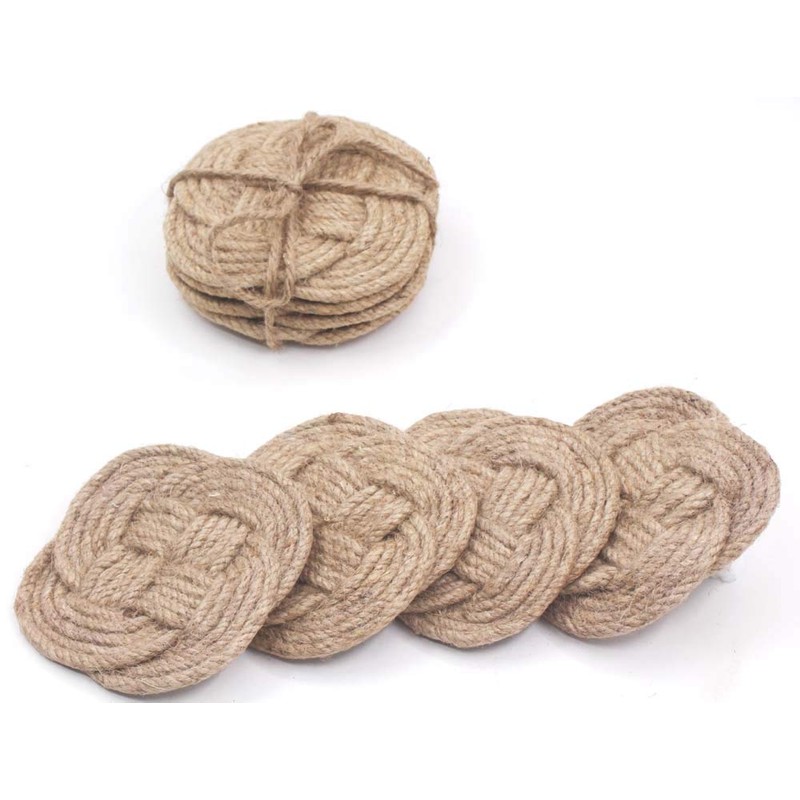 Roorkee Instruments India Jute Rope Coaster Set of Four-Nautical Gift-Beach