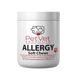 Pet Vet PRODUCTS Dog Itching and Allergy Skin Relief, Veterinarian Approved- Dog Probiotics for Itchy Skin and Ears, Skin and Coat suppplement-Made in The USA, 60 Soft Chews