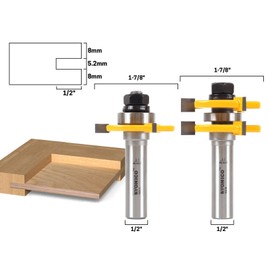 Yonico Router Bits Tongue & Groove Set 1/4-Inch Plywood Panel 2 Bit 1/2-Inch Shank 15231