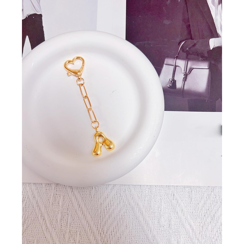 LAEKOU Initial Bag Charms Keychain, Letter Key Chain Charm Accessories