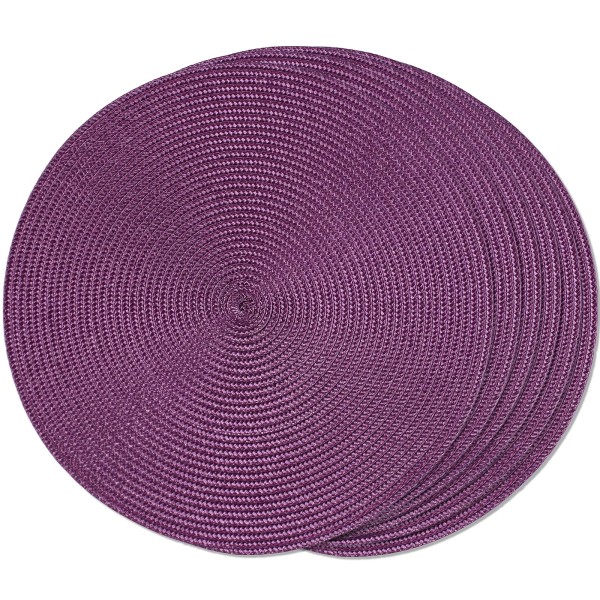 FunWheat Round Braided Placemats Set of 6 Table Mats for
