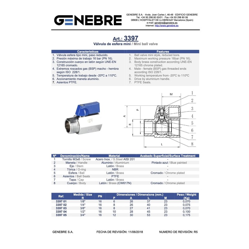 Brass Ball Valve Mini Style Connector with Reduced Bore, Male