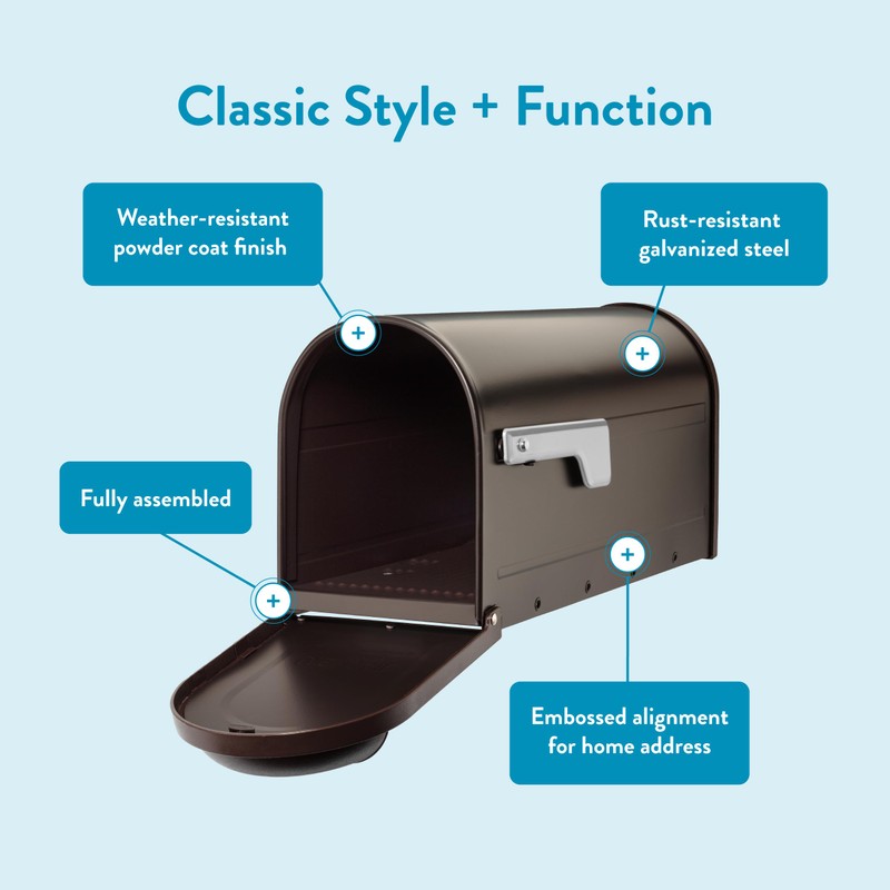 Architectural Mailboxes 8830RZ-10 Winston Post Mount Mailbox, Rubbed Bronze