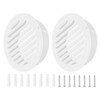 PATIKIL 6.3 Inch Round Air Cover, Pack of 2 Stainless Steel Slat Wall Inlet Outlet Grille Screen Metal Channel Festoon Air Outlet with Screws for Ventilation White