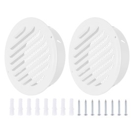 PATIKIL 6.3 Inch Round Air Cover, Pack of 2 Stainless Steel Slat Wall Inlet Outlet Grille Screen Metal Channel Festoon Air Outlet with Screws for Ventilation White