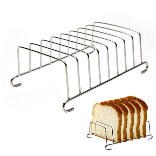 8 Slice Slot Toast Rack Holder, Stainless Steel Toast and Bread Rack​ Breakfast Loaf Stand Cooling Grid Bread Rack Rectangle Air Fryer Accessories