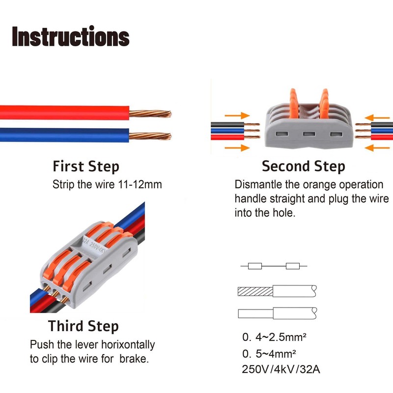 Koverflame Quick Lever Wire Connectors: Compact Electrical Splicing Kit, 0.4-2.5mm²