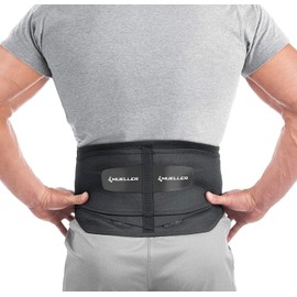 MUELLER 8" - 50" Waist Regular Lumbar Back Brace with Lumbar Pad, Black