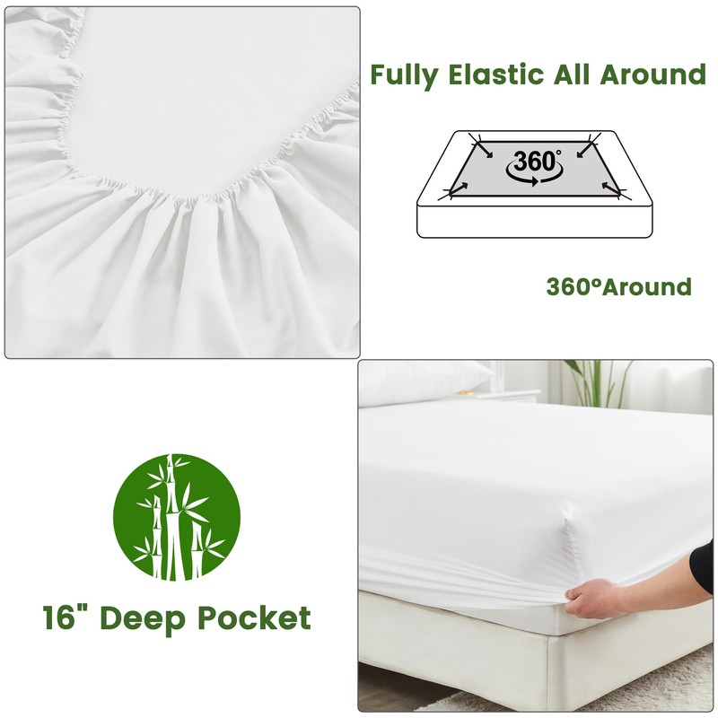 LINENOVA Bamboo King Fitted Sheet 1 Piece Only- 2000TC Ultra
