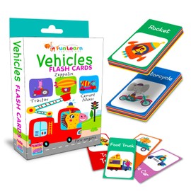 Vehicles 30-Flash Cards for Kids, Children and Toddlers - Ages 1+ Years
