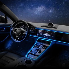 USB Powered Car Interior LED Light for Summer, Car Accessories, Car Electronics, Multiple Color Modes 5M Fiber Ambient Light, Car Interior Decorative Light, Magic Light Tape:_Blue