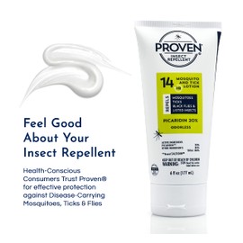 Proven Insect Repellent Lotion, Keep Mosquitoes, Ticks and Flies Off, DEET Alternative Repellent, Up to 14-Hour Protection, Great for Outdoor Camping and Hiking, 6 Ounce, Odorless Lotion