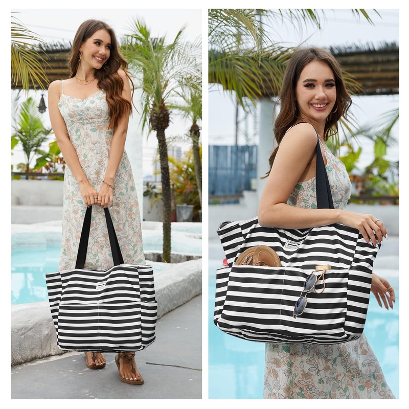 HOMESPON Large Waterproof Beach Tote Bag for Women with Zip