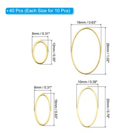 PATIKIL 40Pcs Open Bezel, 4 Sizes Oval Resin Bezels Charm Pendants Open Back Bezels Alloy Hollow Frame Bulk for Resin Jewelry Making Necklace, Gold Tone