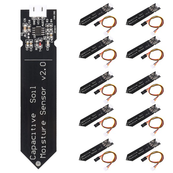 AITRIP 10 Pack Capacitive Soil Moisture Sensor Corrosion Resistant for Arduino Moisture Detection Garden Watering DIY Electronic for Arduino and Raspberry Pi
