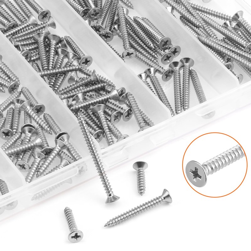 #4 x 1/2" 5/8" 3/4" 1" 1-1/4" Wood Screws Set,
