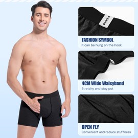 Carer Washable Incontinence Underwear for Men Reusable Mens Urinary Incontinence Box Briefs for Bladder Leak Protection 120ml Front Absorbency Cotton Leakproof Underwear Black M