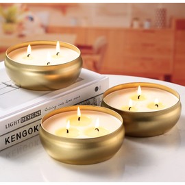 Kedtui Citronella Candles, 3 Pack Each 3-Wick Scented Candle Soy Wax Portable Travel Tin Gift Set, Outdoor and Indoor