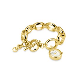 Rosefield The Oval Charm Chain White Gold with White Dial and 15 x 18 mm Gold Case SWGSG-OV13 Stainless Steel, gold, Elegant