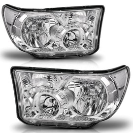 M-AUTO Chrome Headlights Assembly Compatible with 07-13 Toyota Tundra, 08-17 Sequoia, Left & Right Headlamps+Corner Lights