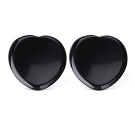 PodyDot 2PCS Heart Shaped Thumb Worry Stone for Anxiety,Black Obsidian Hand Carved Pocket Worry Stone,Polished Rubbing Stone Healing Heart Crystal Reiki Gemstone for Relief Stress.