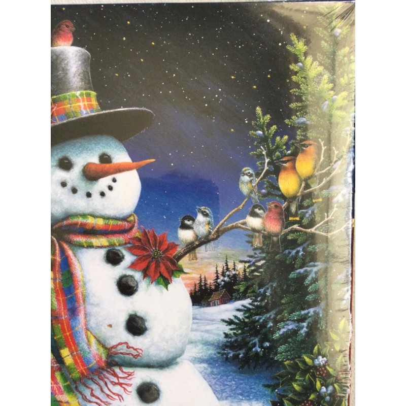 SPRINGBOK FEATHERED FRIENDS 1000 PC PUZZLE SNOWMAN IN HAT SCARF