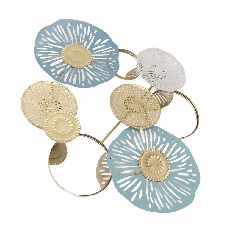 Wall Iron Decoration Lotus Shape With Mirror Metal Wall Art
