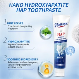 Hotluck HAP Fluoride Free Toothpaste，Nano Hydroxyapatite Toothpaste，Enamel Repair & Remineralization，Whitening，Fresh Breath，Natural Mint，4oz (Pack of 2)