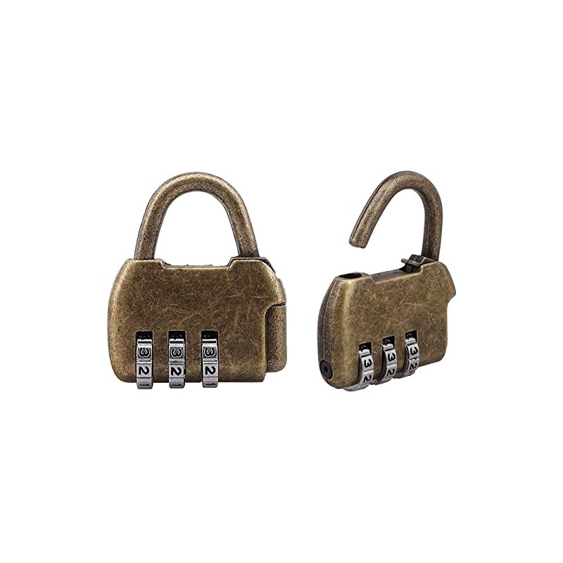 OZXNO 2 Pcs Vintage Password Padlock Retro Combination Lock (Bronze)