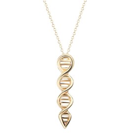 Art Attack DNA Molecule Necklace, Pendant Gift for Chemistry Science Teacher Professor Grad Student (Gold)
