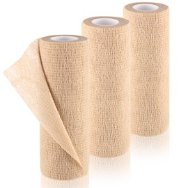 3 Pcs Self Adhesive Cohesive Wrap Bandages 6 Inches x 5 Yards Brown Non Woven Athletic Tape Breathable Self Adherent Bandage Wrap Elastic Sports Gauze Rolls Tape for Wrists, Knee, Ankle