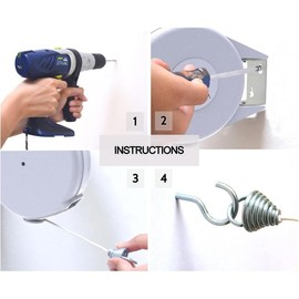 Retractable Clothesline - Portable Heavy Duty Indoor and Outdoor Washing Line - 40  Retracting Clothes Line with Wall Mount Hang The Wet Dry Clothing Laundry - Easy Installation (White)