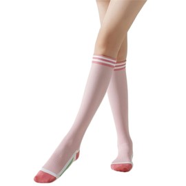 Dress Cici Stripes Compression Socks for Women, Knee High Compression Sock for Running, Gym, Walking, Hiking, Tennis (3 Pairs: Blue+Pink+Purple)