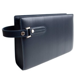 Dom Teporna Men's Cowhide Vinyl Leather Smart Compact Clutch Bag Business Handbag, navy