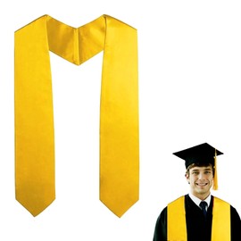 Graduation Stole Sash 72" Collar Stole For Graduations | Premium Stitched Ceremonial Regalia Shiny Polyester Sash Unisex (Gold)