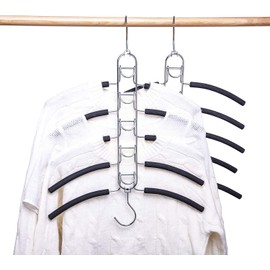 Nature Smile 4 Pack 5 in 1 Anti Slip Clothes Hangers,Space Saver Magic Metal Hangers,Multi Layers Wardrobe Clothes Rack,Heavy Duty Metal Blouse Hanger Closet Storage Organizer