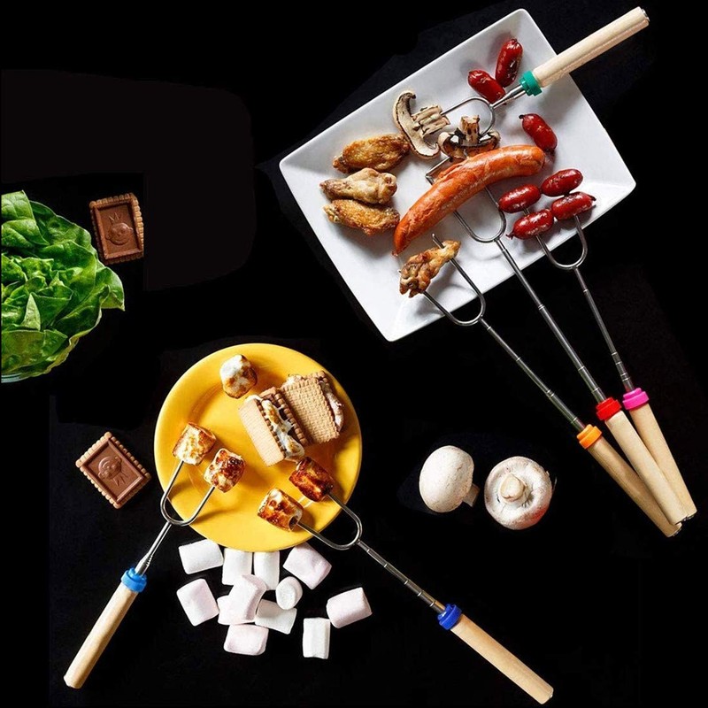 Mluchee 8Pack Marshmallow Roasting Sticks Smores Skewers for Fire Pit