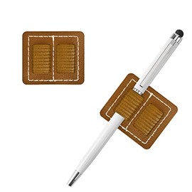 Lunpliran Pen Holder Self-Adhesive PU Leather Pad with Double Elastic Pencil Loops for Books, Surface Laptop, Journal and More (Brown, Rectangle, 2PCS)