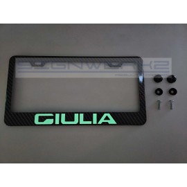 SIGNWERKZ Glowing Giulia Carbon Fiber Printed Stainless Steel license Plate Frame