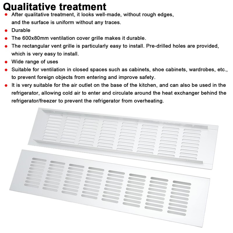 Aluminium Alloy Rectangular Vent Plate, 2 Pcs Air Vent Ventilation