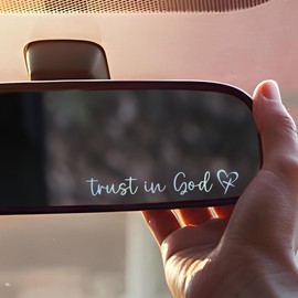 KATINAT 3X Trust in God Rearview Mirror Sticker, Car Stickers for Women, Car Decals, Rear View Mirror Sticker, Stocking Stuffers for Women, Men, Christian Stickers, Christian Car Decals (Holo)