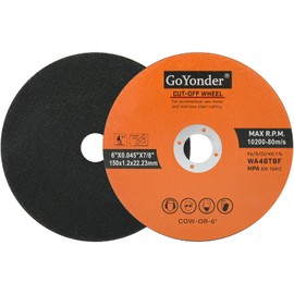 GoYonder 6 Inch Cut Off Wheels 6" x 0.045" x 7/8" Cutting Wheels for Die Grinders Cutting Discs 50 Pack
