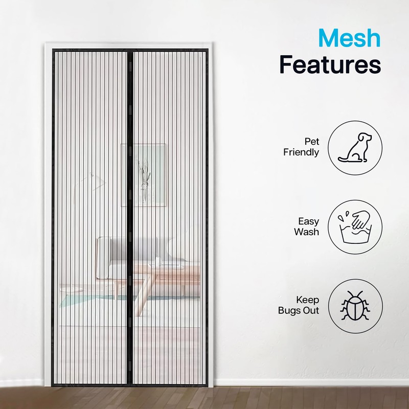 Magnetic Fly Screens for Doors | 100 x 210 cm