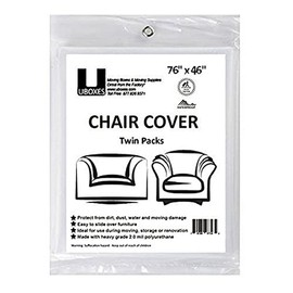 Uboxes (72x46) Chair Covers 2 MIL Heavy Duty Polyethylene to Protect Items from Dust Dirt and Spills, Clear, Set of 2