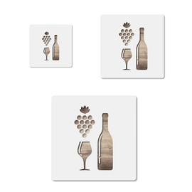 Wine Grapes Bottle Glass, quality mylar stencil pack in 3 sizes, reusable for crafts and diy projects CCSTE-23315