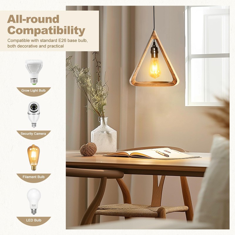 DiCUNO Hanging Lantern Extension Cord Cable, E26 Pendant Light Socket