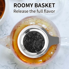 Vaincre Extra Fine Mesh Tea Infuser/Strainer, Stainless Steel Loose Leaf Tea Steeper/Diffuser with Large Capacity Basket and Lid, Fits Teapots, Mugs, Cups