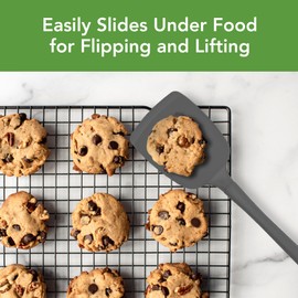 Tovolo Flex-Core Non-Stick All Silicone Slotted Turner Kitchen Utensil for Flipping & Serving – Heat-Resistant, Dishwasher Safe & BPA Free - Charcoal