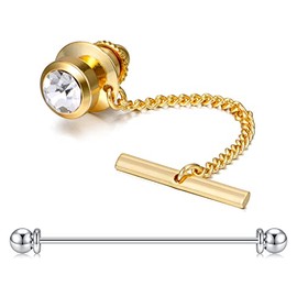 Rajnard Men's Tie Clip Collar Pin Set Copper Silver/Rose Gold/Gold/Black Tie Pin Collar Pin for Men with Gift Box, Metal