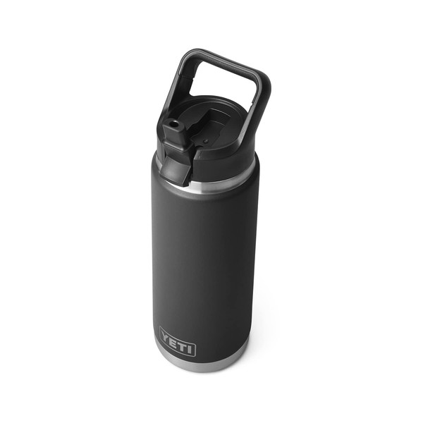 YETI Rambler 26 oz Bottle, Vacuum Insulated, Stainless Steel with Straw Cap, Black